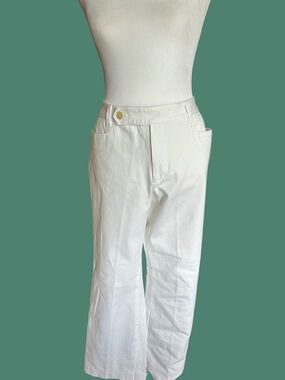 Ralph Lauren White Wide-Leg Cotton Pants